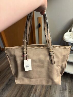 Handbag Republic NWT Stone Calin Whipstitch Tote Bag Vegan Leather Shoulder Boho